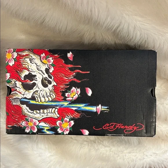 Ed Hardy high-top cracked leather over canvas, sneakers, tattoo shoes, size 10 - Picture 8 of 13